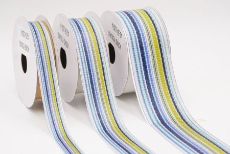 Небесно-синій, Зелений & Білий Хвилястий Смугастий Тканинний Риббон Набір_AI